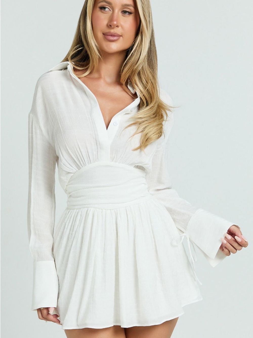 Showpo White Valerie Mini Shirt Dress